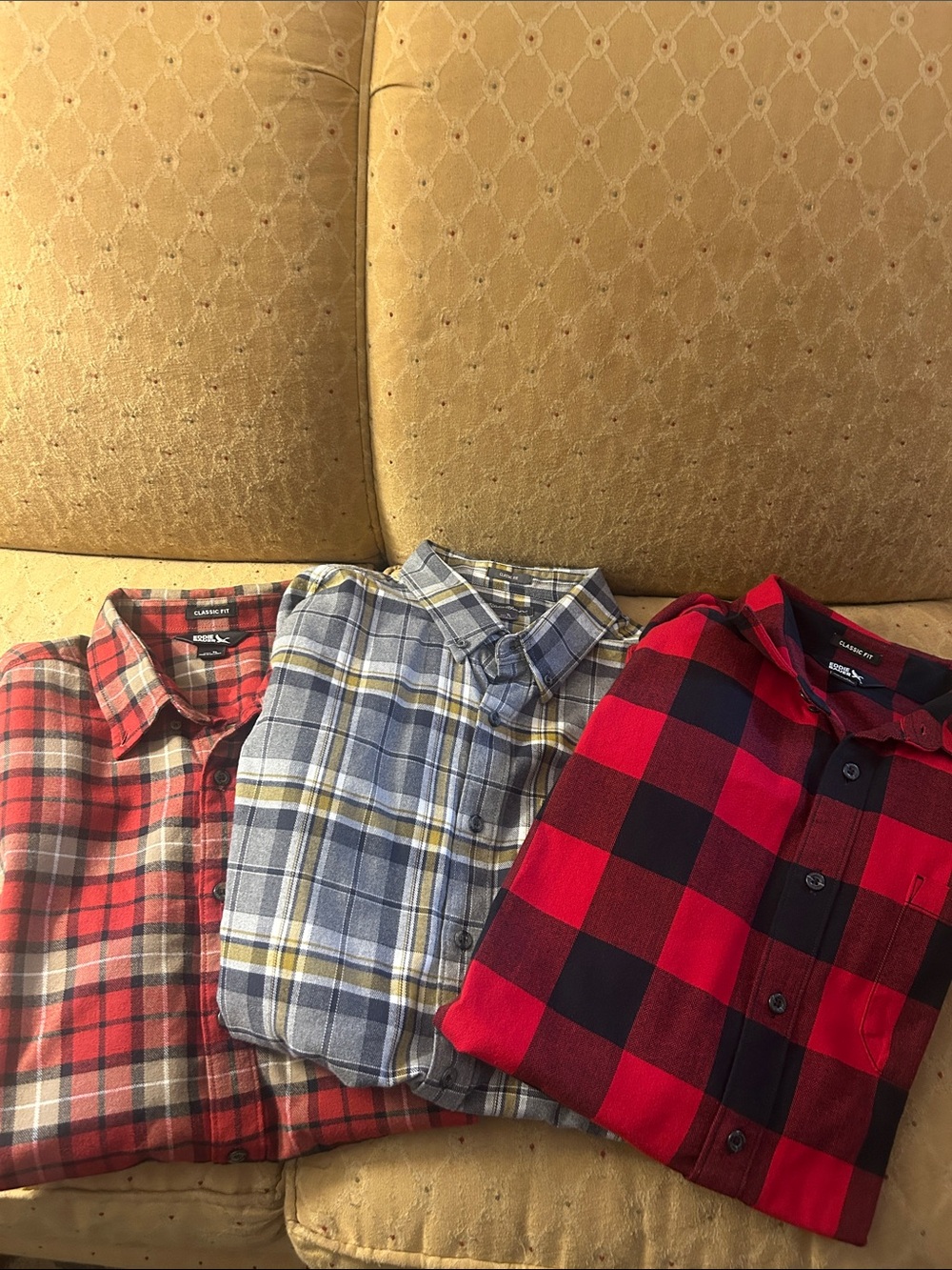 3 Men's Eddie Bauer TL Plaid Flannel Shirt - Red, Blue, and Gray Options